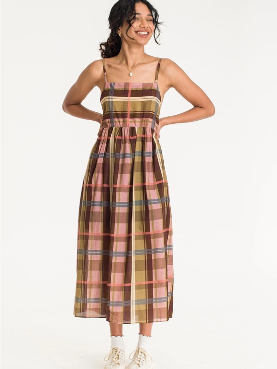 OLIVE Dresses & Skirts - Olive Clothing Check Slip Dress, Pink